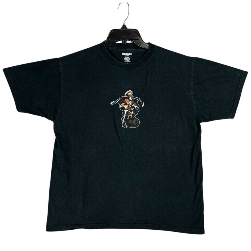 Captain Morgan Shirt Mens Large Black Casual Tee Rum Tangerine Cocktail Pirate